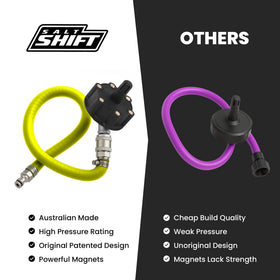 Salt Shift extension hose displayed to show reach and flexible installation