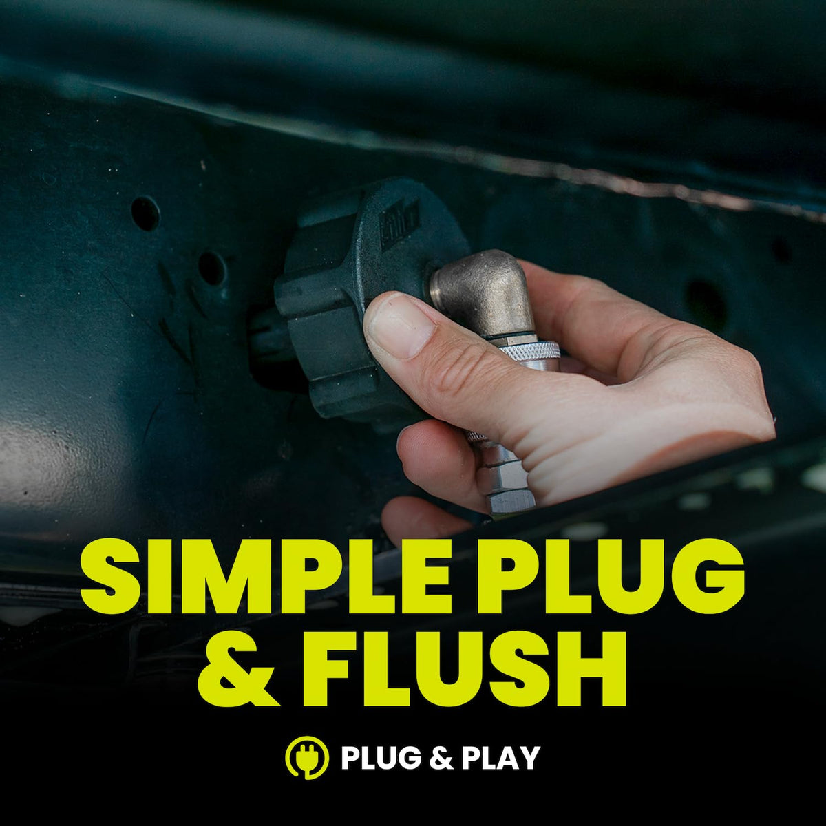 Salt Shift flusher mounted under a truck frame flushing salt and mud to protect metal