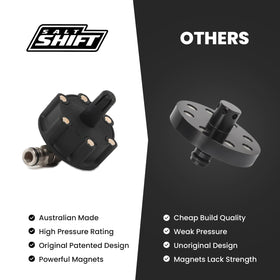Salt Shift device hooked to a garden spigot showing easy DIY hose connection