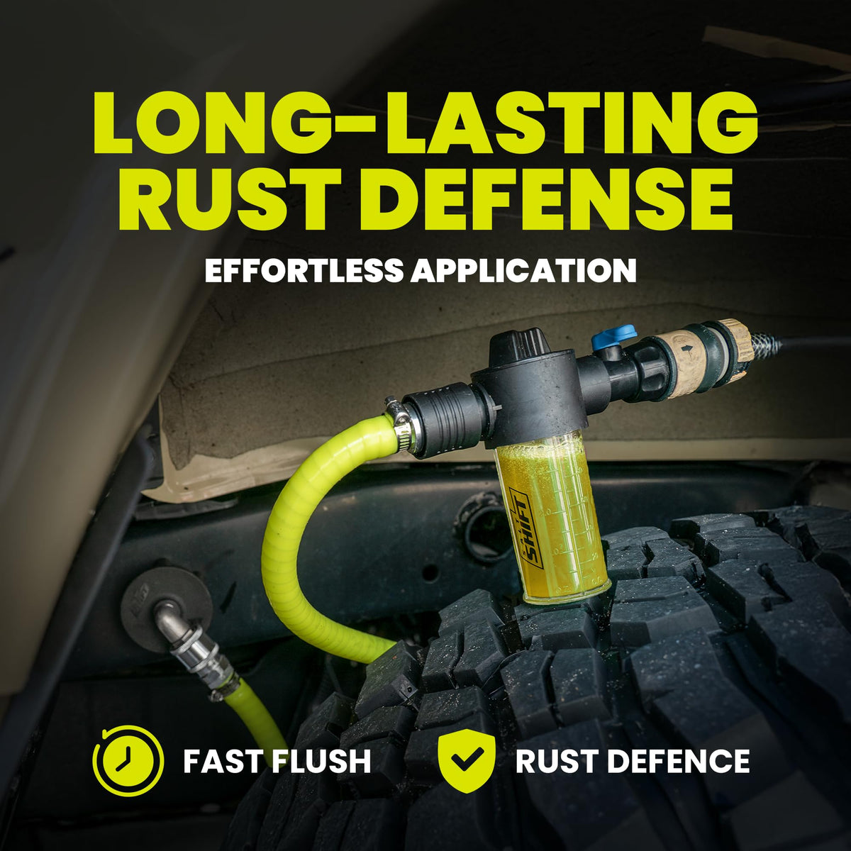 Salt Shift in use flushing a frame rail removing salt and grime effectively