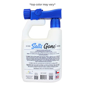 Salts Gone attached to garden hose spraying, fast salt removal benefit