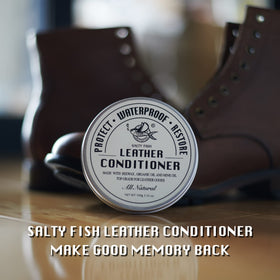 SALTY FISH label close-up highlighting natural ingredients benefit