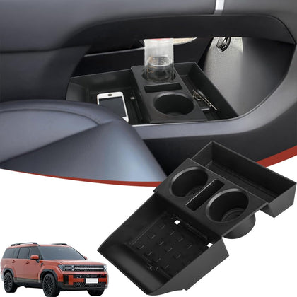 Salusy front view organizer tray fitted in Santa Fe console for organized storage
