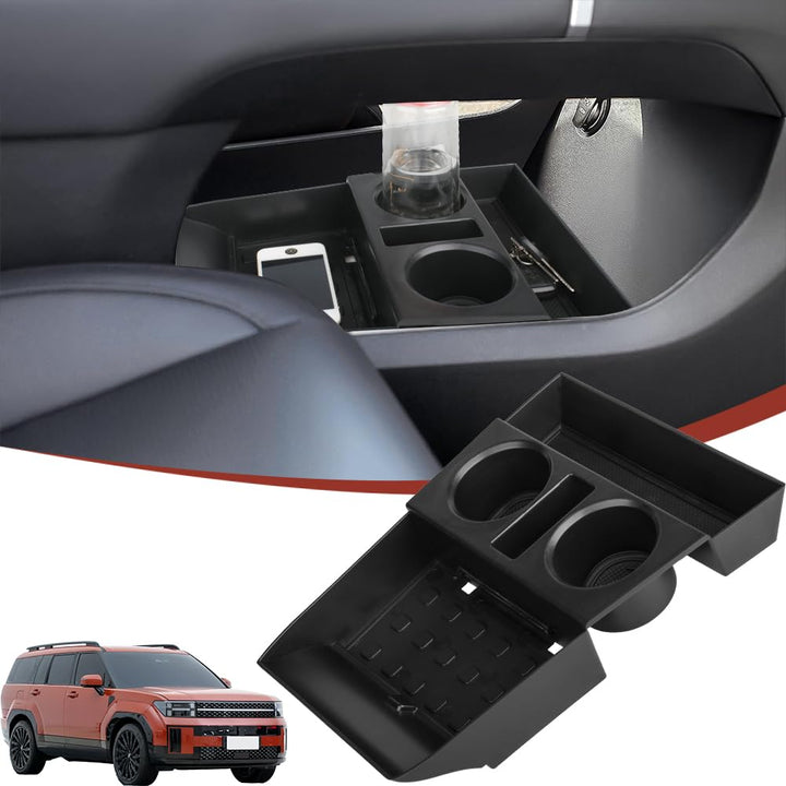 Salusy front view organizer tray fitted in Santa Fe console for organized storage