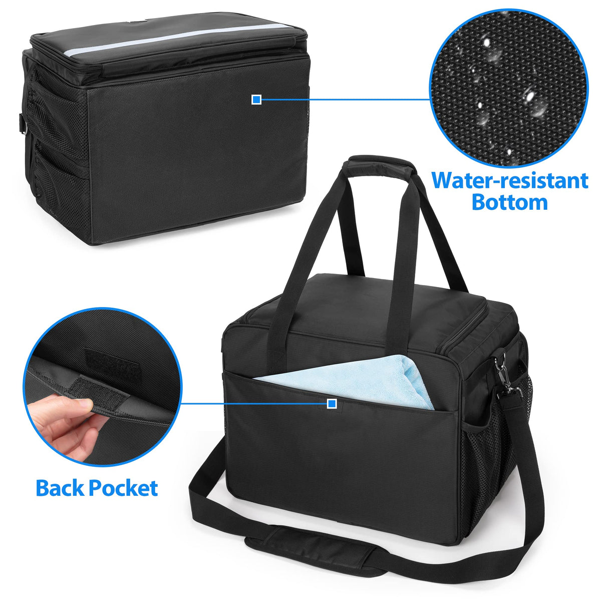 samdew close-up padded handle and reinforced stitching for comfortable carry benefit