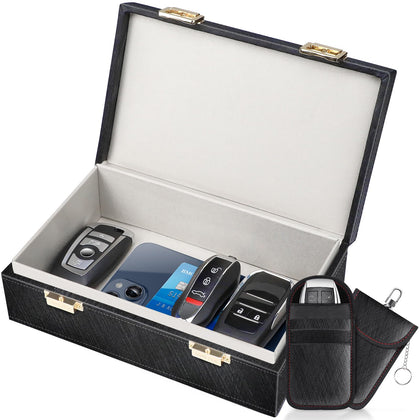 Samfolk box front view showing PU leather and secure closure for elegant protection