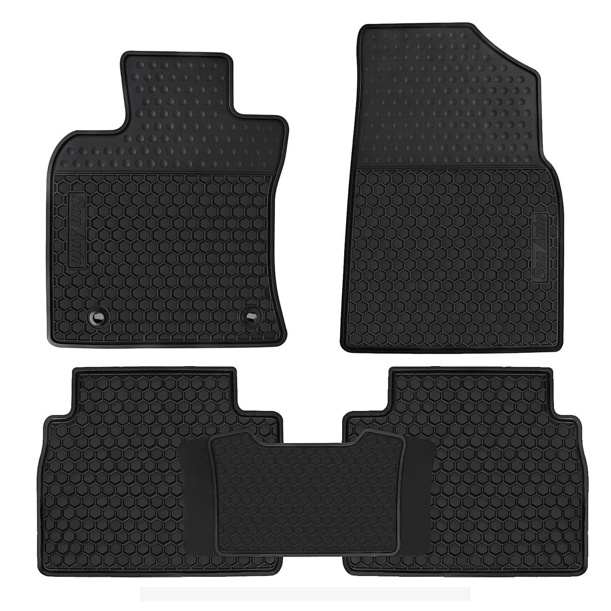 SAN AUTO front passenger mat installed showing full coverage and protection
