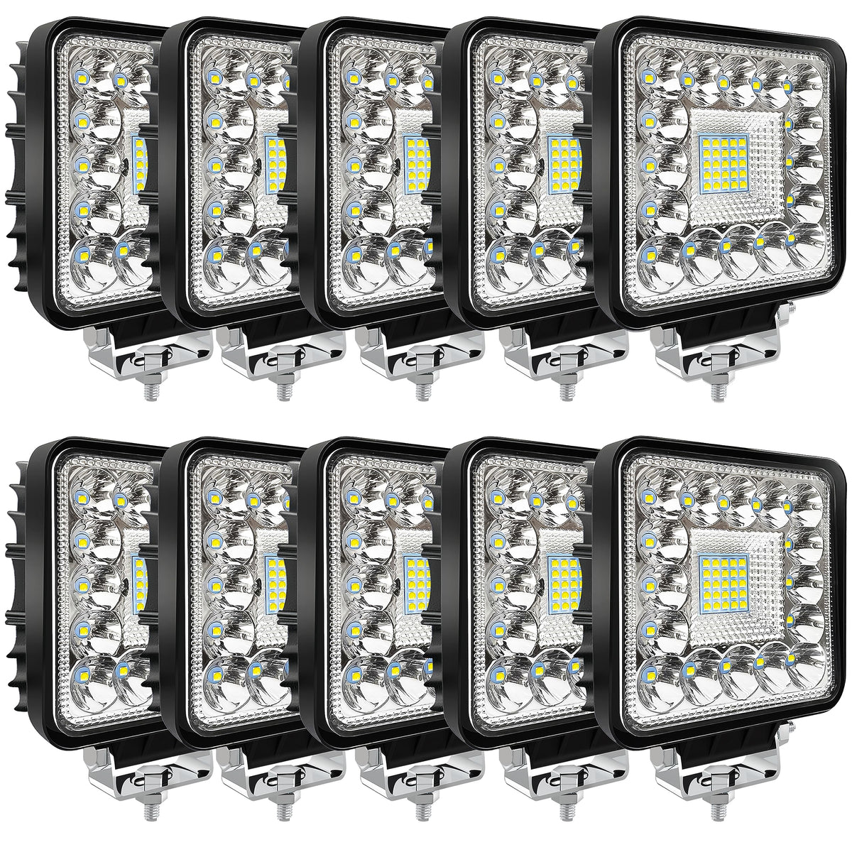 SAN YOUNG front view of 4-inch LED pod pack showing compact, bright design and durability