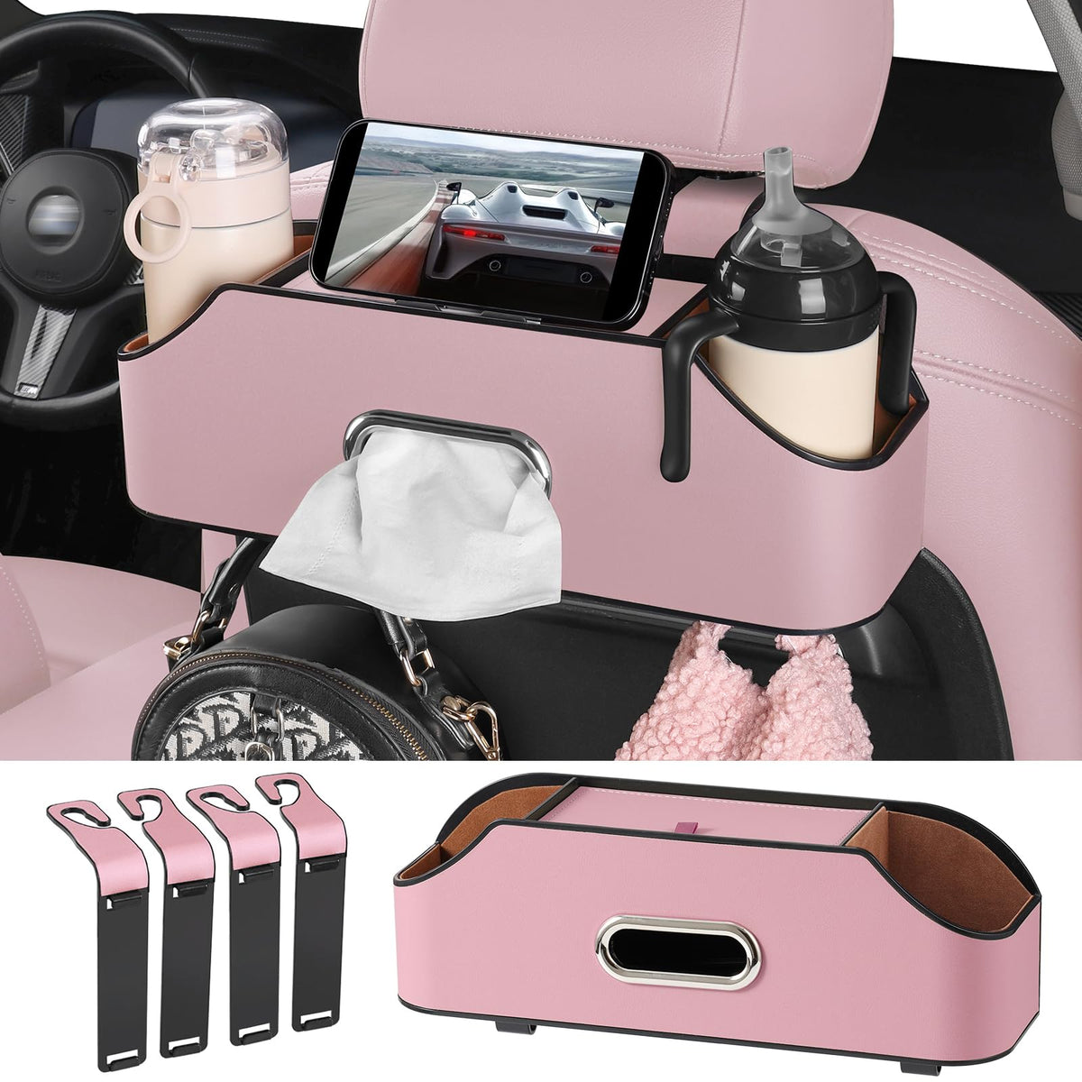 Sancaral front view showing cup holders and tissue slot for organized storage