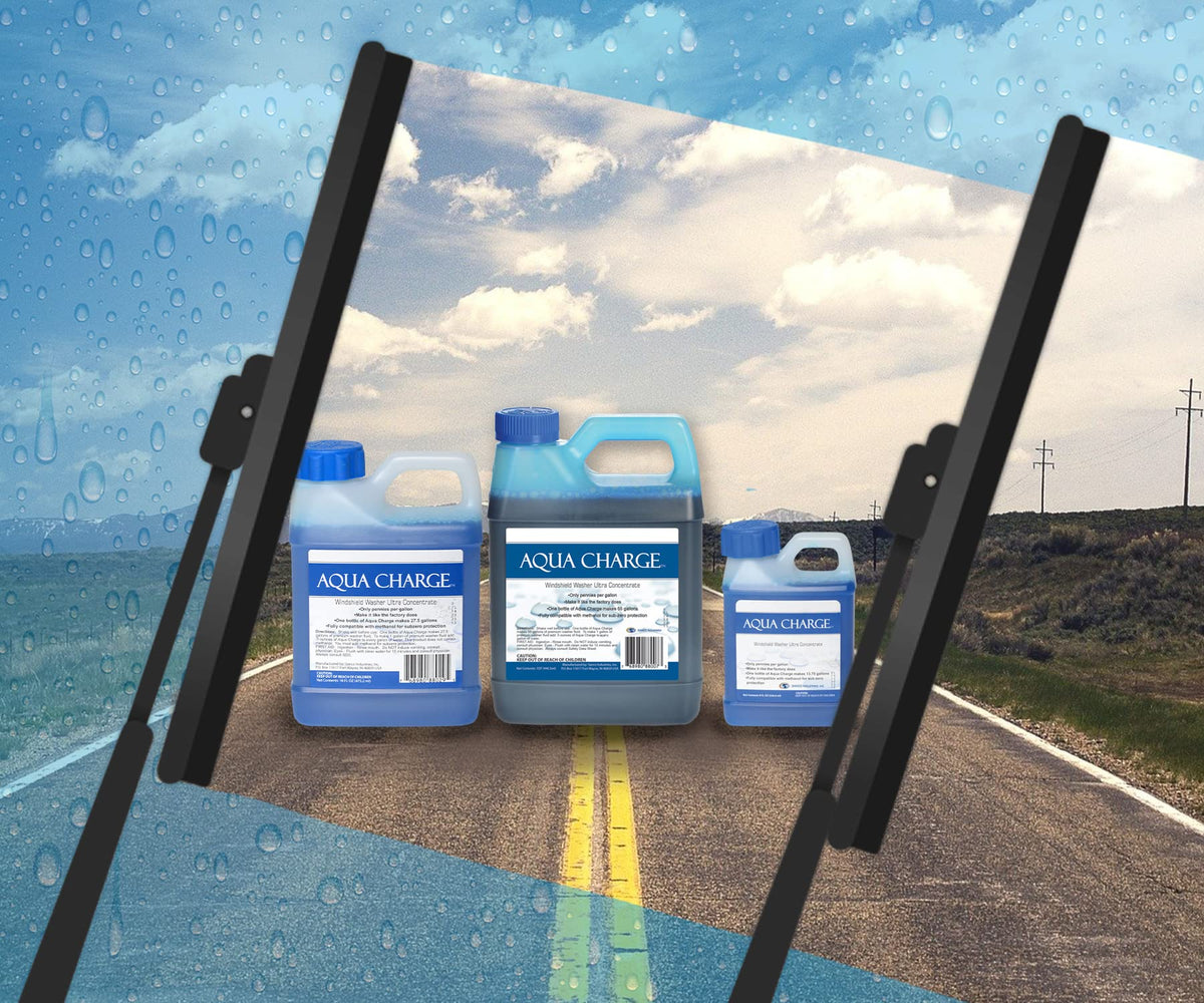 Sanco Industries diluted washer fluid in clear jug showing consistent color