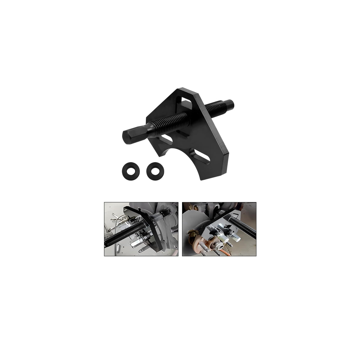 Sandfren hub remover front view showing plate and hardware for safer hub removal