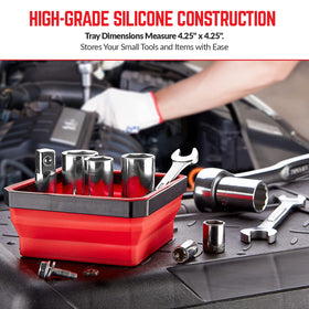SANDOR expanded tray top view with screws inside for quick access benefit