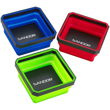 SANDOR three-color tray set front view showing organized parts benefit of visibility