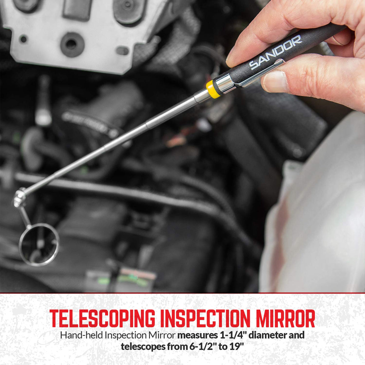 SANDOR inspection mirror close-up clear glass for precise visual checks