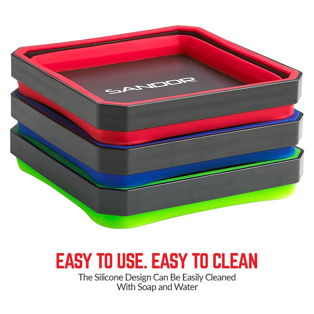 SANDOR tray beside coin size comparison showing compact footprint for portability