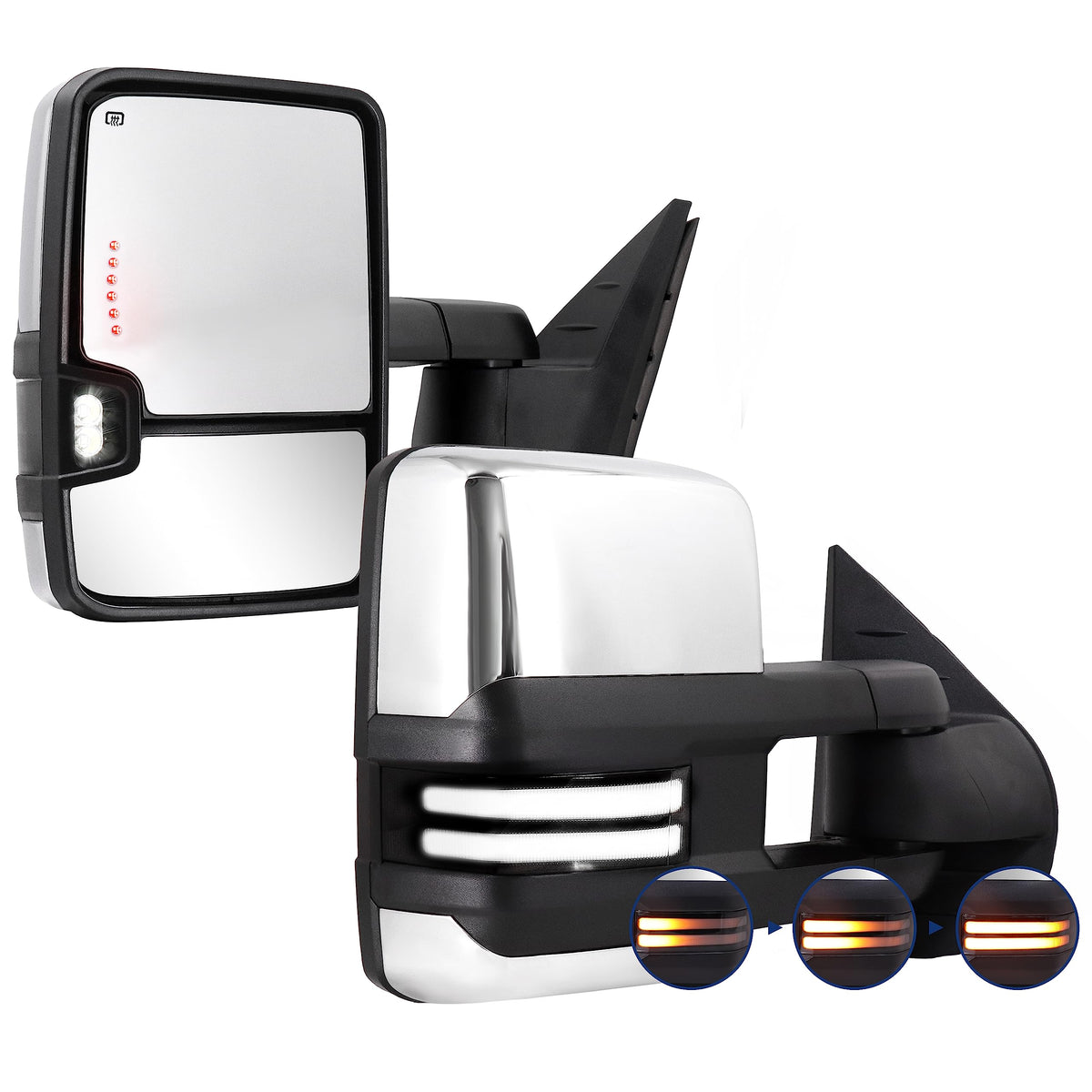 Sanooer chrome back front view showing clean OEM styling and improved visibility