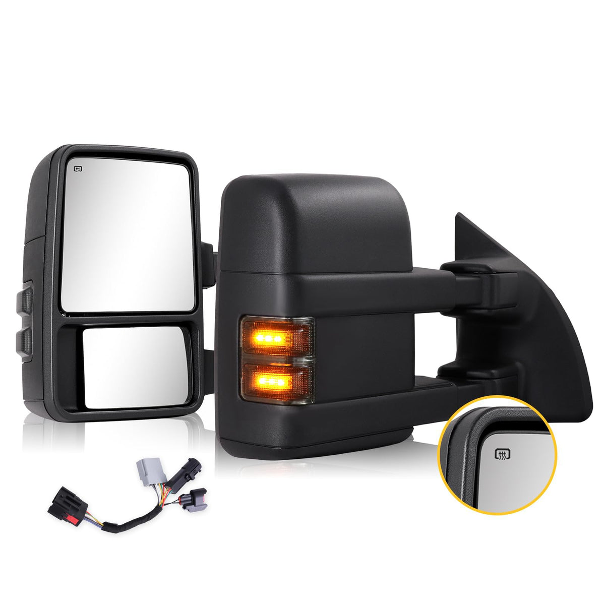 Sanooer front-mounted driver mirror showing wide view and improved towing visibility