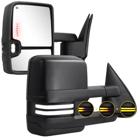 Sanooer front view pair showing both textured black mirrors and integrated LEDs for accurate tow visibility