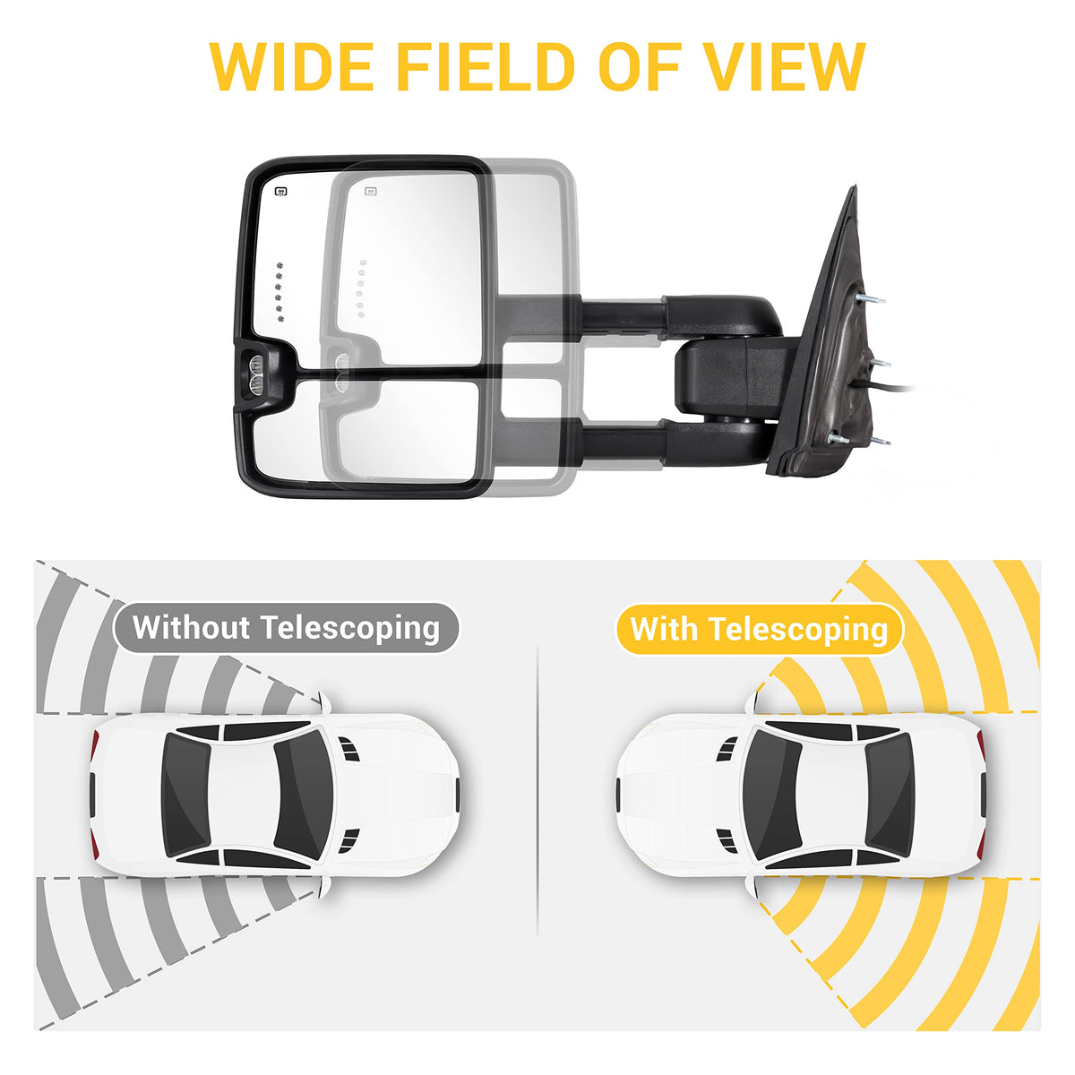 Sanooer heated mirror detail preventing frost for clearer sightlines