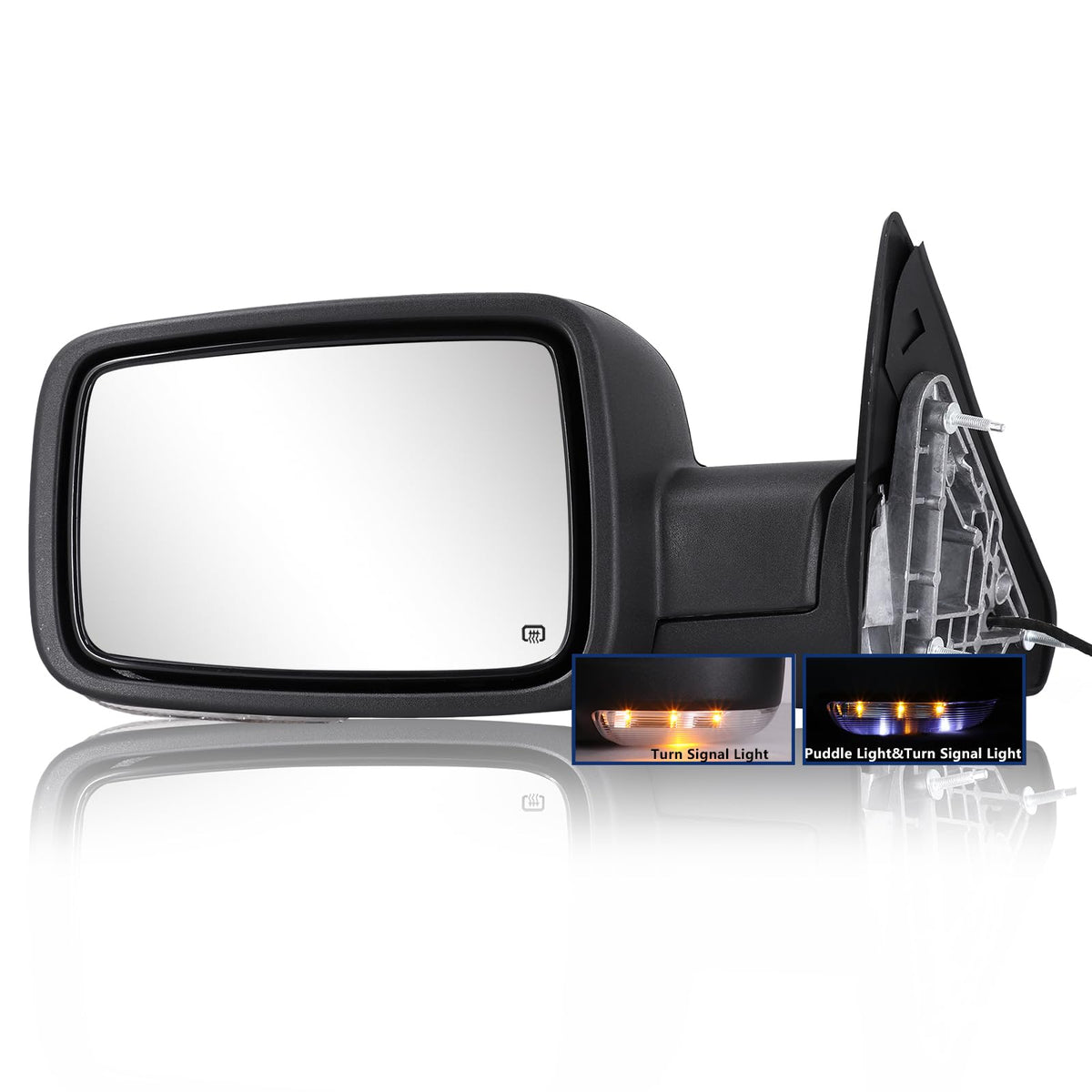 Sanooer left mirror front view showing full assembly and exact fit