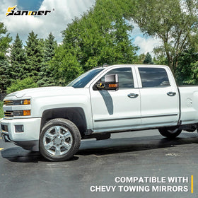 Sanooer mirror mounted on Silverado displaying OEM-style integration
