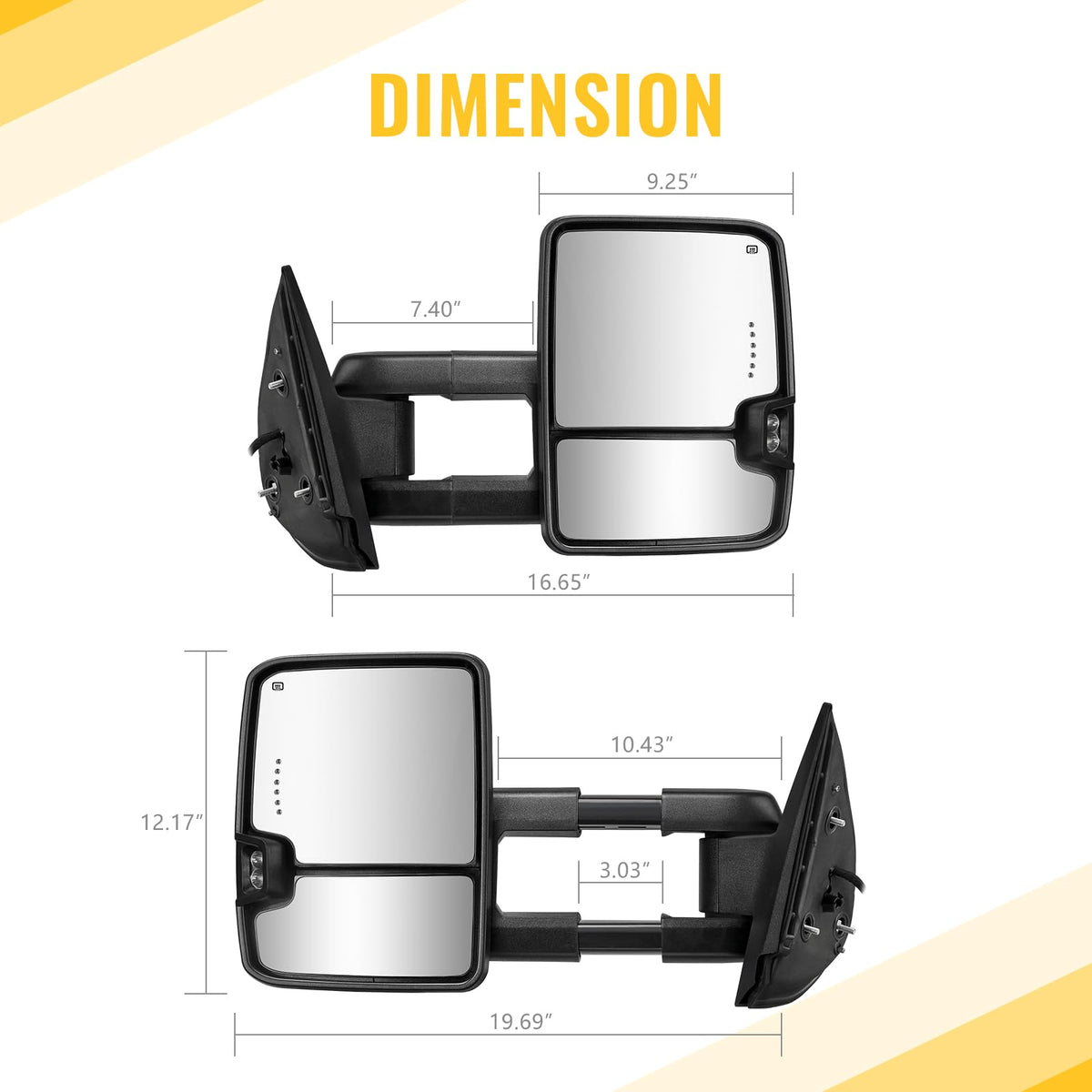Sanooer mirror size scale comparison shows correct dimensions and fit