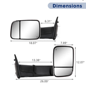Sanooer mirrors mounted on Dodge Ram improving towing visibility benefit