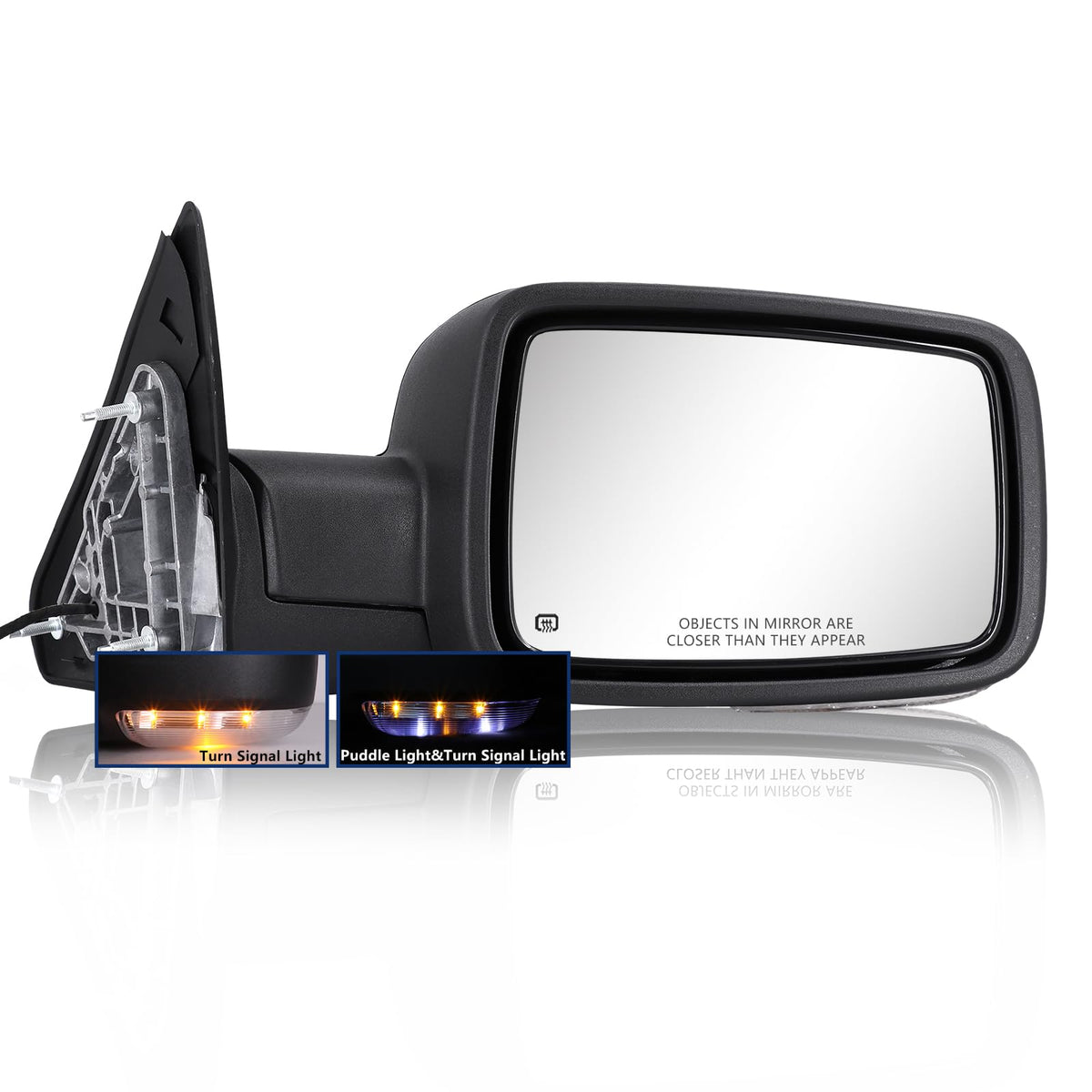 Sanooer right side mirror front view showing fitment and finish benefits