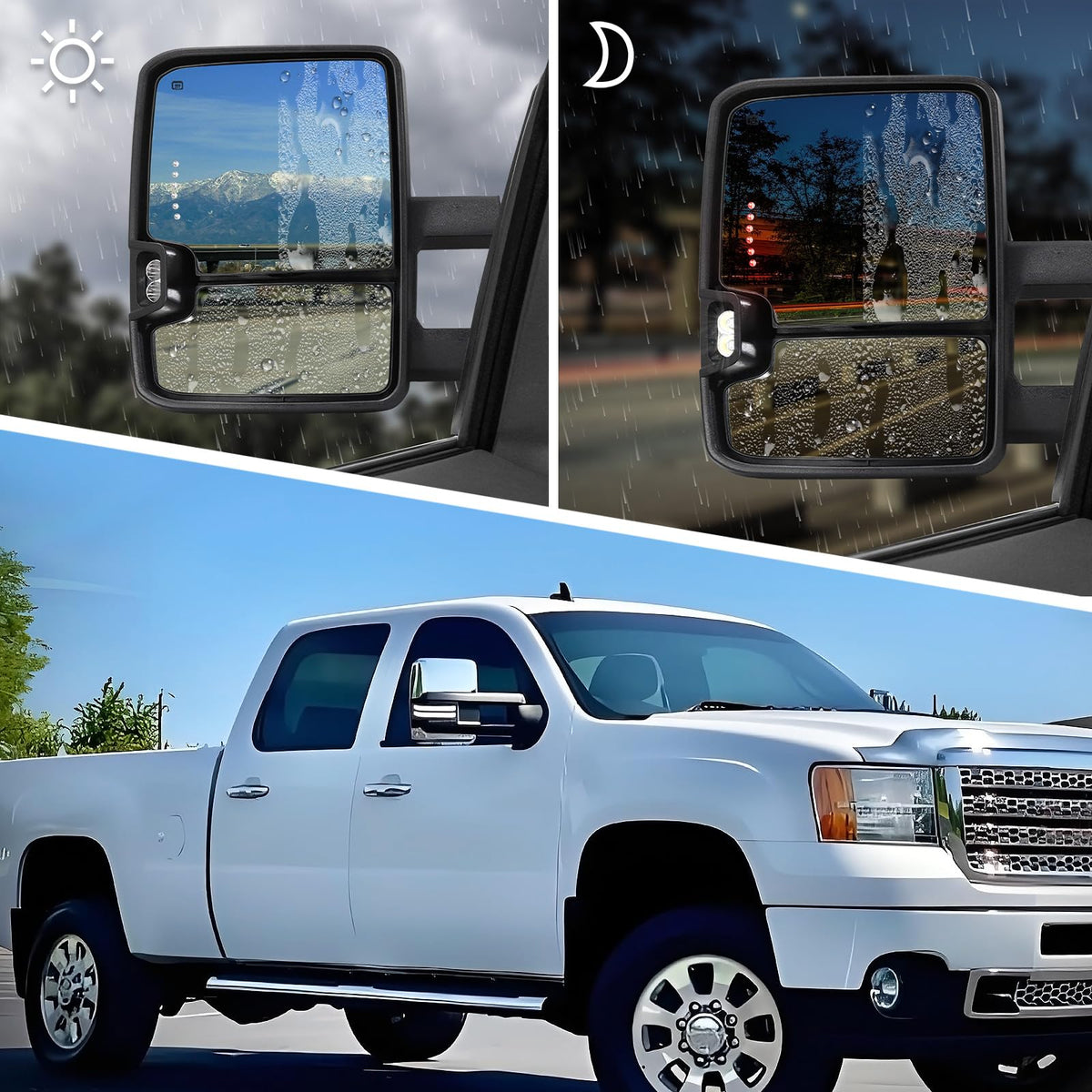 Sanooer switchback LED on mirror rear highlighting added signal and safety