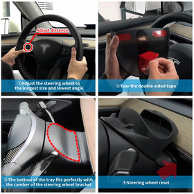 SANTACIN lifestyle cabin shot showing decluttered Tesla interior convenience