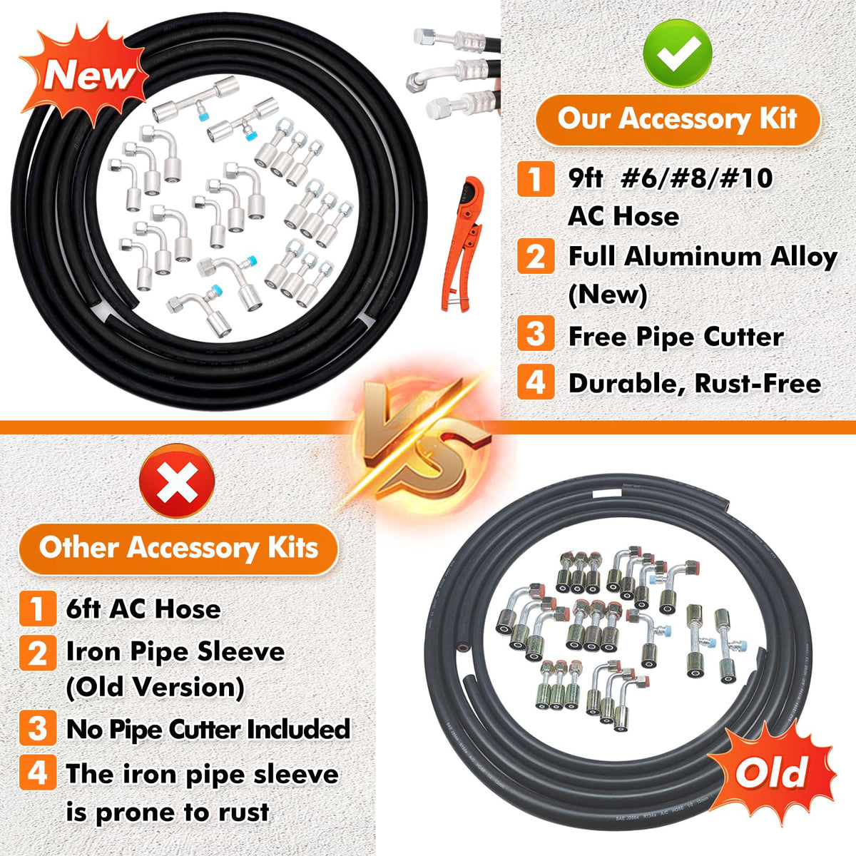 SANTANTOOOL three 9.5ft hoses laid out showing length and routing advantage