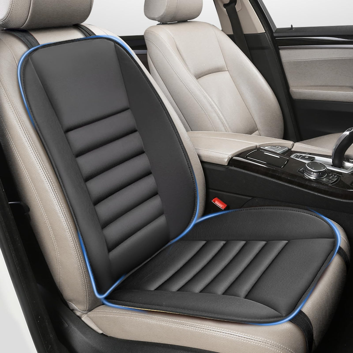 Sanwom front view black seat cushion showing ergonomic shape and added comfort