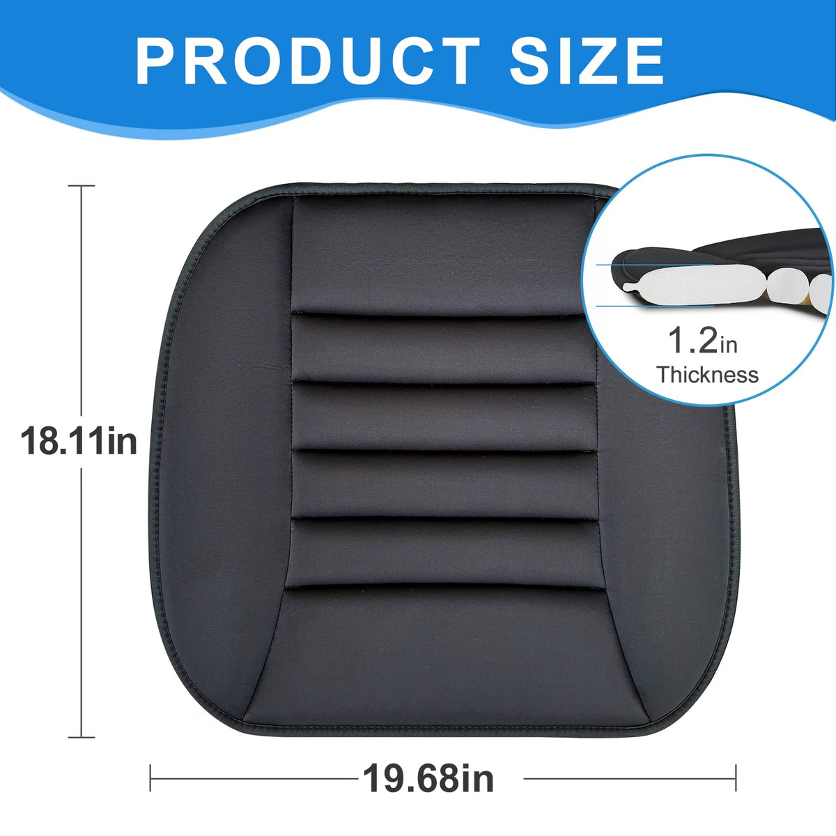 Sanwom cushion on car seat in use demonstrating comfort during commutes