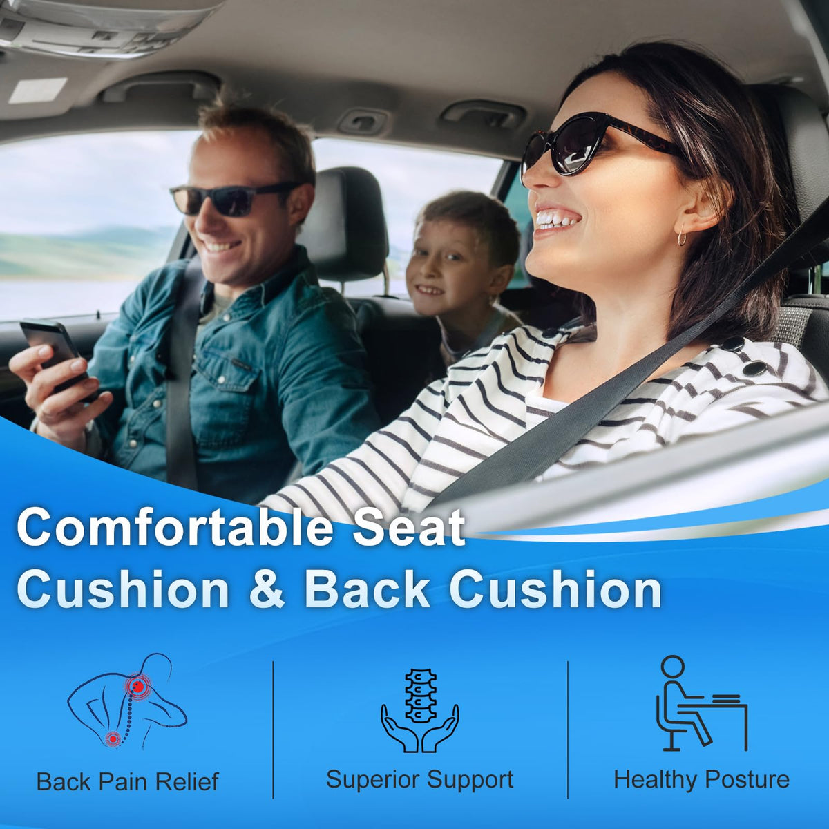 Sanwom cushion on office chair showing versatile fit and daily use benefit