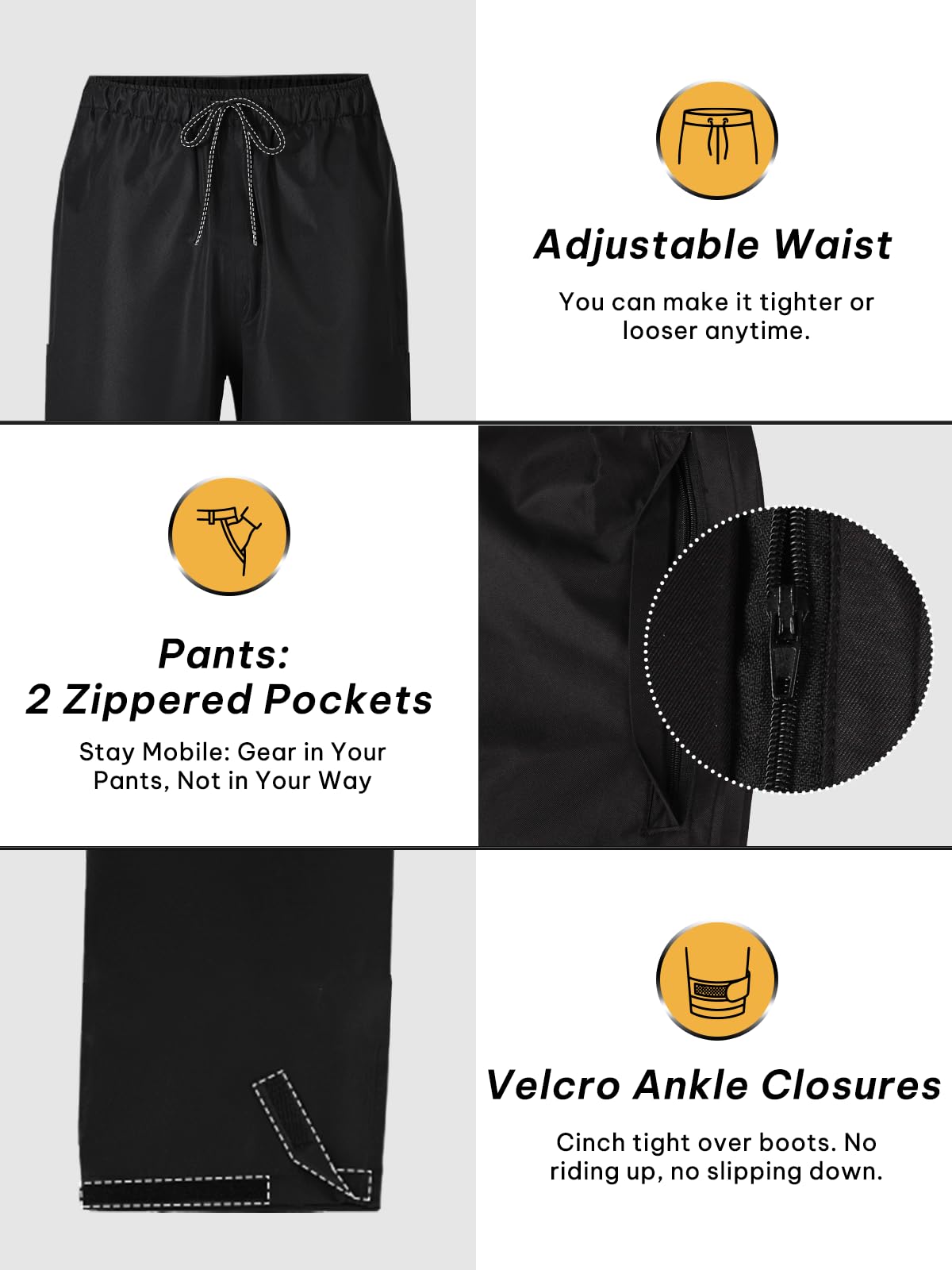 SaphiRose pants with adjustable waist and leg closures for customized fit