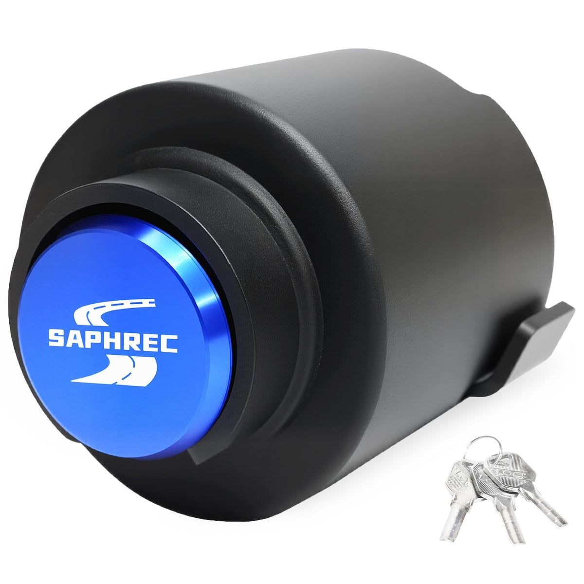 SaphRec front view of trailer lock on 2-5/16" coupler showing secure fit and deterrence