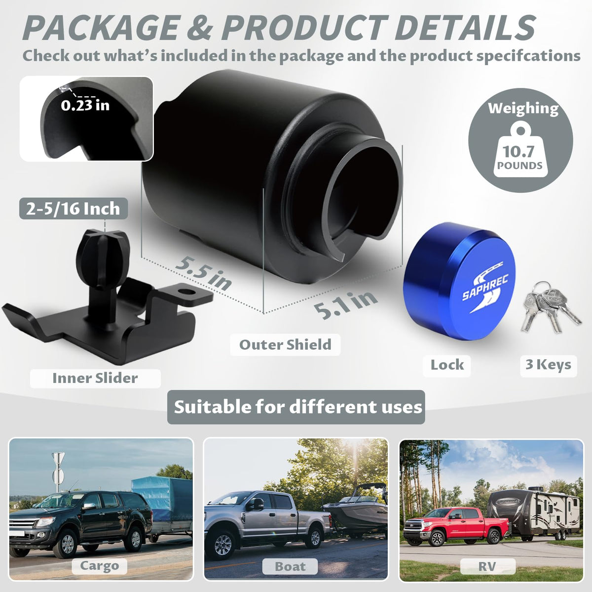 SaphRec lock installed on a trailer/RV demonstrating quick installation and security