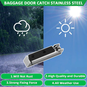 SAQXK installed on RV baggage door showing secure hold while parked and traveling