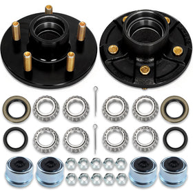 Saree front view of 5-lug hub showing bolt pattern and coating for corrosion resistance