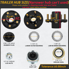 Saree hub next to ruler showing scale for axle compatibility and size confirmation