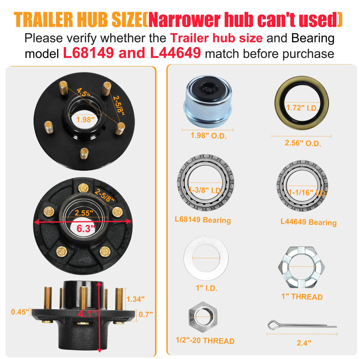 Saree hub installed on boat trailer axle illustrating proper fit and towing readiness