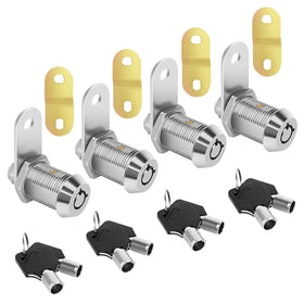 Sartatue front view of four chrome cam locks showing package convenience