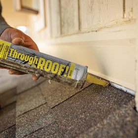 Sashco clear sealant bead on metal roof providing leak protection