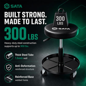 SATA caster detail demonstrating smooth-rolling mobility across floors