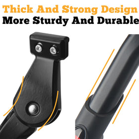 Sataway kickstand installed on e-bike chainstay illustrating correct mounting