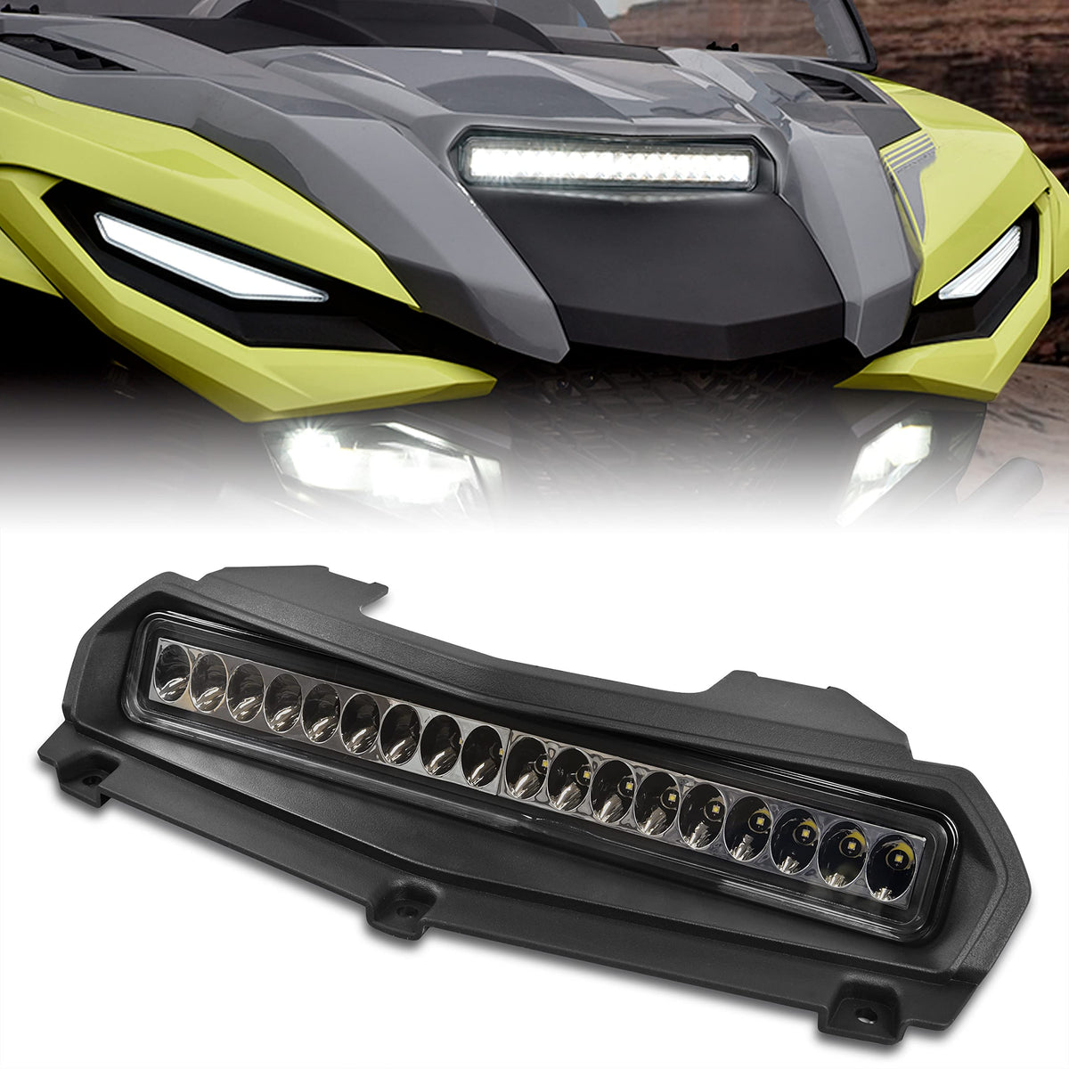 SAUTVS front hood scoop panel mounted, shows clean fit and improved visibility