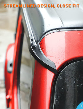 Savadicar diverting rainwater in heavy rain to keep doors and seats drier
