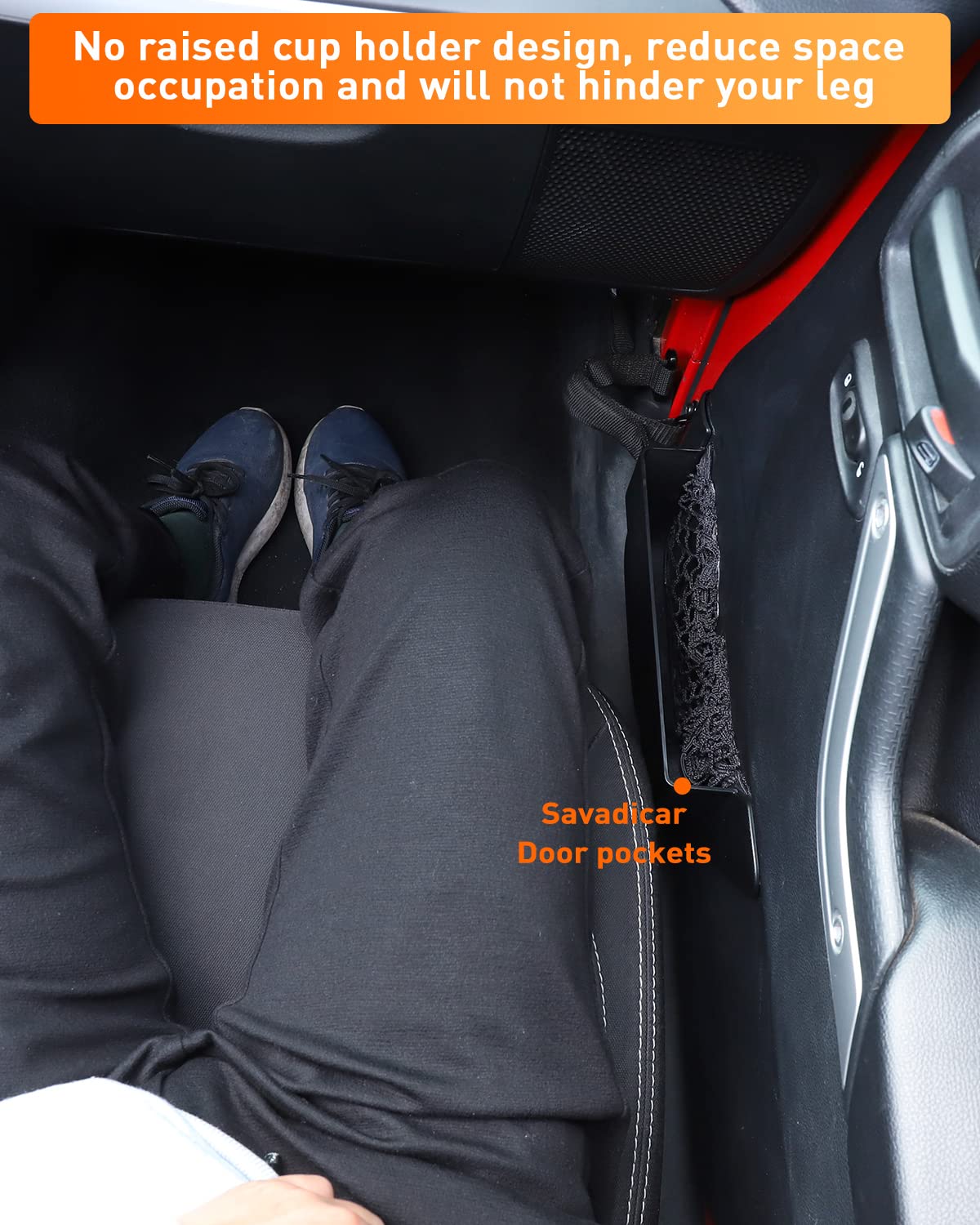 Savadicar lifestyle image open Jeep door with pocket storing essentials