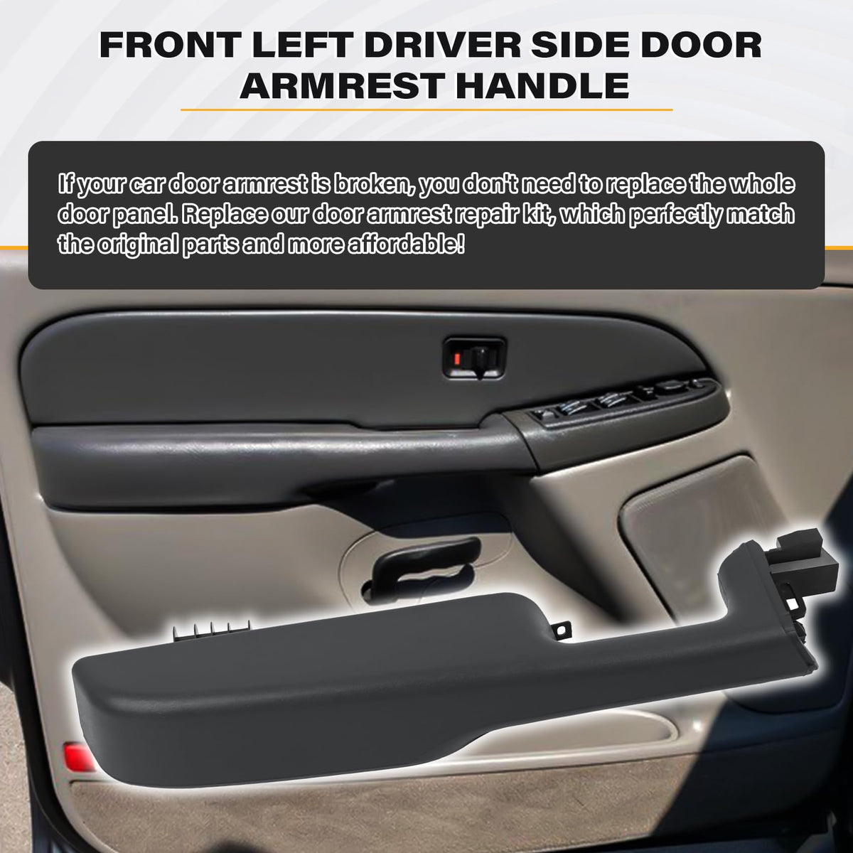 SAYNO armrest handle front profile displaying shape and OEM fit advantage