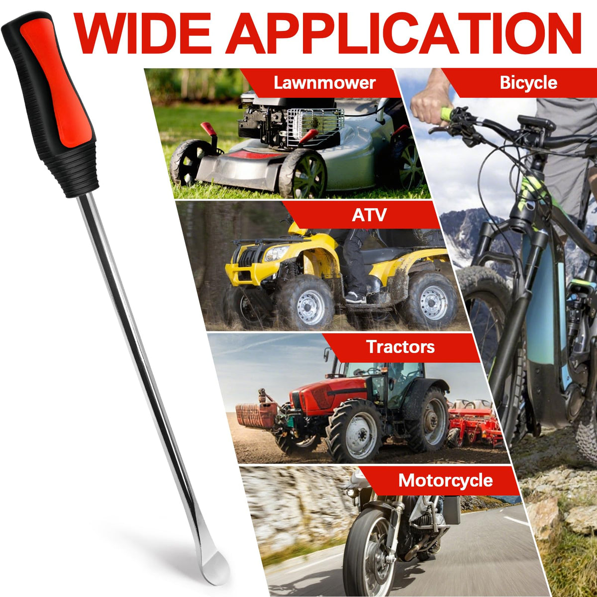 SBGGRL tire spoon prying a motorcycle tire bead showcasing easier removal and rim protection